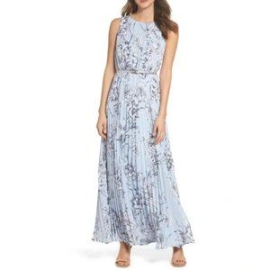 Eliza J Blue Maxi Dress, Pleated Skirt, Size 6